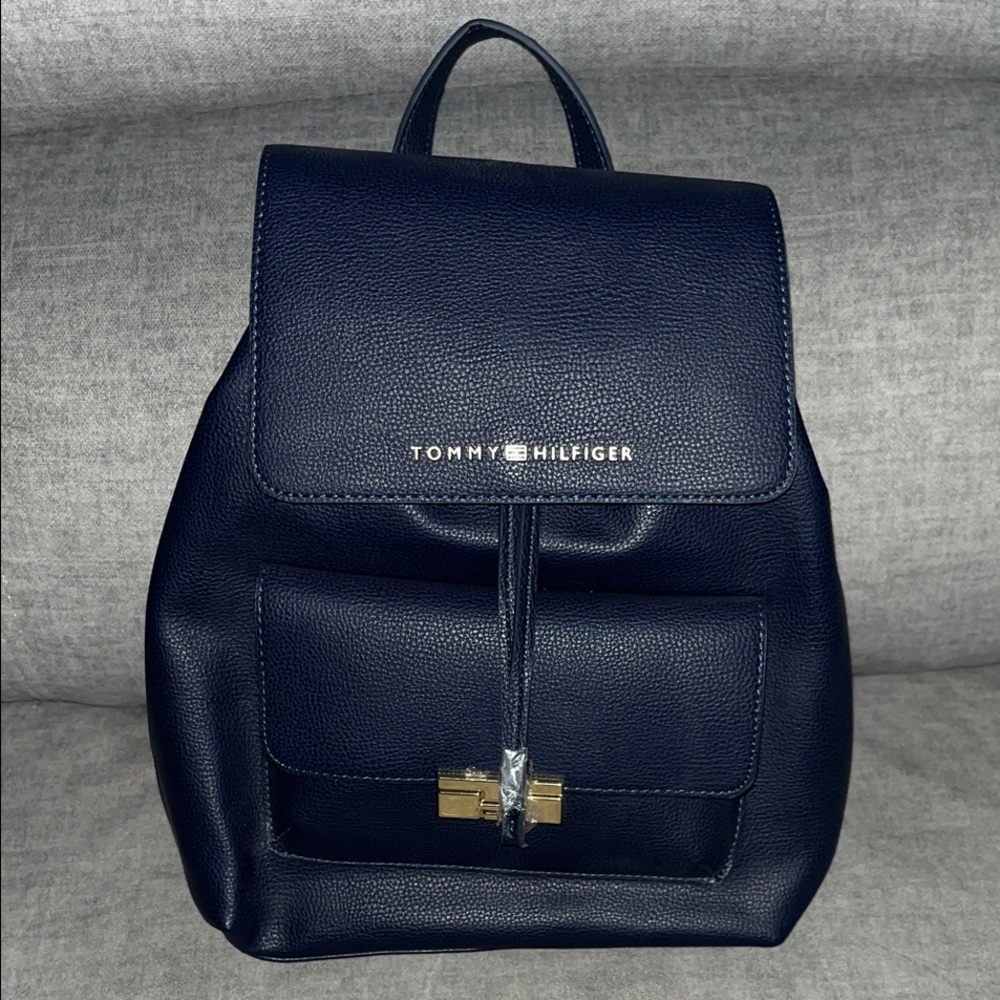 Tommy Hilfiger Midnight Blue Navy Vegan Leather Backpack